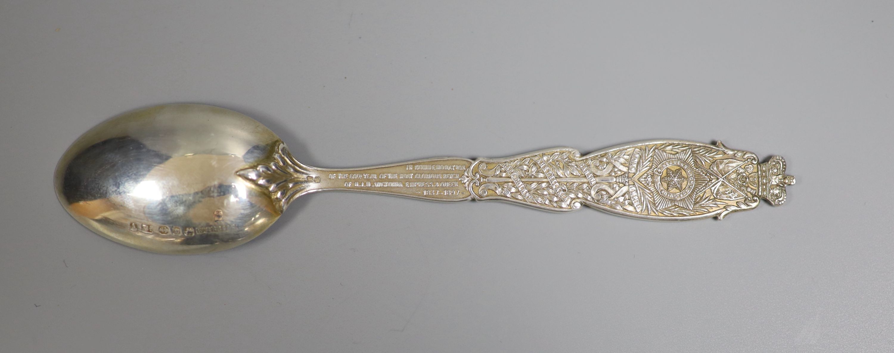 A Queen Victoria 1887 Golden Jubilee commemorative silver spoon, Birmingham, 1886, 15.8cm.